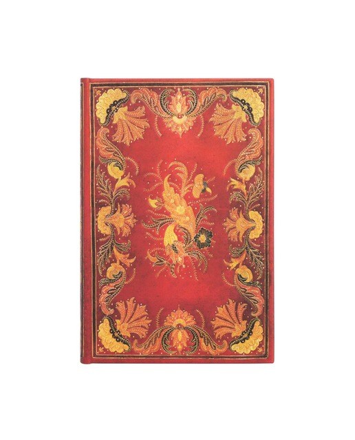 Libreta Mini Rayado Horizontal Cierre con Banda Elástica Fiammetta Paperblanks Rojos y Dorados Rojo / Dorado-1