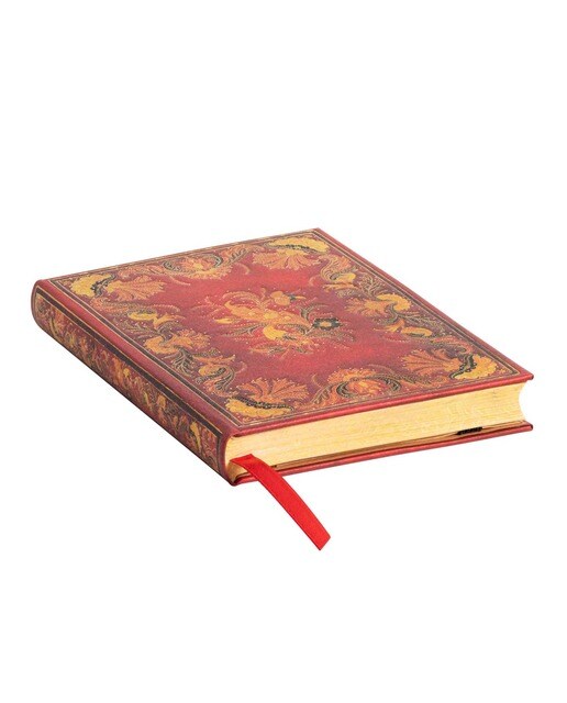 Libreta Mini Rayado Horizontal Cierre con Banda Elástica Fiammetta Paperblanks Rojos y Dorados Rojo / Dorado-3