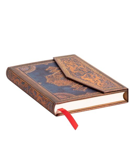 Libreta Mini Rayado Horizontal Cierre con Solapa Magnética Safavid Índigo Paperblanks Azules y Dorados Azul / Dorado-3