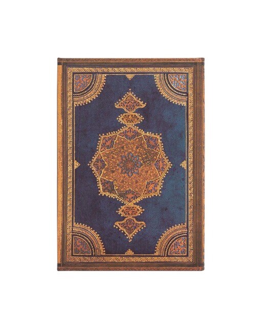 Libreta Mini Rayado Horizontal Cierre con Solapa Magnética Safavid Índigo Paperblanks Azules y Dorados Azul / Dorado-4