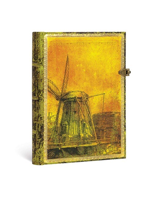 Libreta Midi Liso Cierre con Broche 350 Aniversario de Rembrandt Paperblanks Amarillos y Verdes Amarillo / Verde-2
