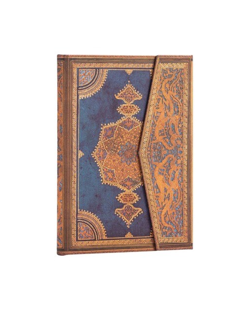 Imagen 2 de Libreta Midi Liso Cierre con Solapa Magnética Safavid Índigo Paperblanks Azules y Dorados Azul / Dorado
