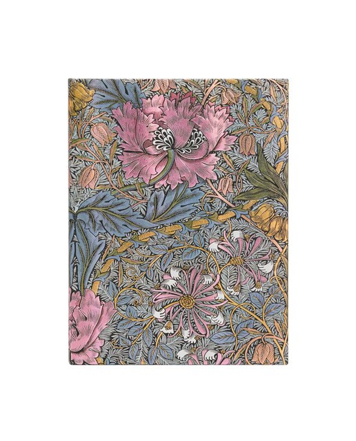 Libreta Morris Madreselva Rosa Ultra (180x230x20mm) rayada de 144 páginas y cierre con banda elástica cortes del libro impresos Paperblanks multicolor Multicolor-1