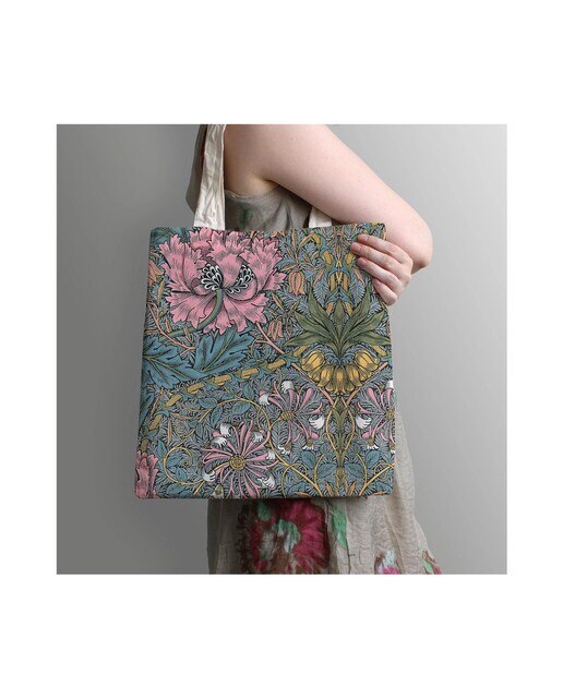 Bolsa de Algodón Morris Madreselva Rosa (380x380x90mm) con bolsillo Interior y Cremallera Paperblanks multicolor Multicolor-2