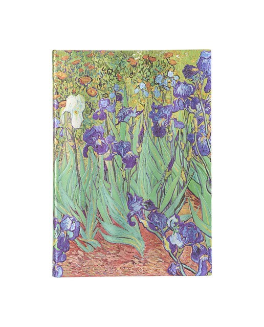 Cuaderno de dibujo Lirios de Van Gogh Grande (210x300x22mm) de 112 páginas papel de 200g y cierre con banda elástica Paperblanks verde
