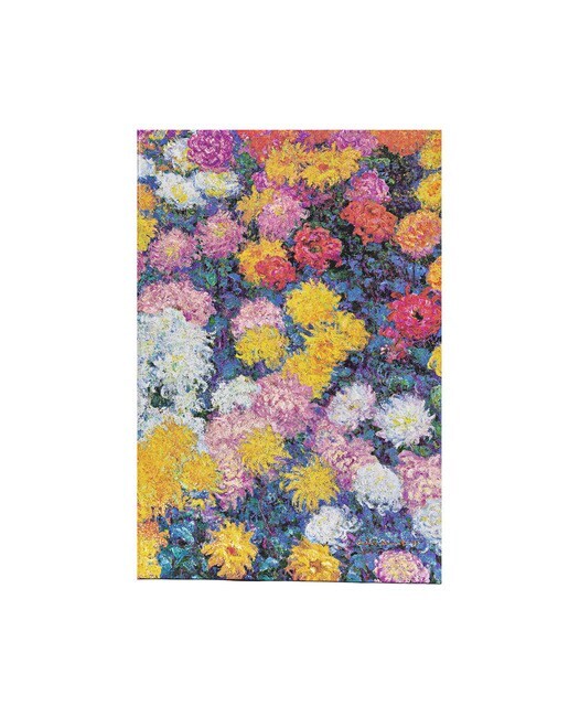 Libreta Crisantemos de Monet Mini (140x90x16) lisa de 176 páginas y cierre con banda elástica cortes del libro impresos Paperblanks multicolor