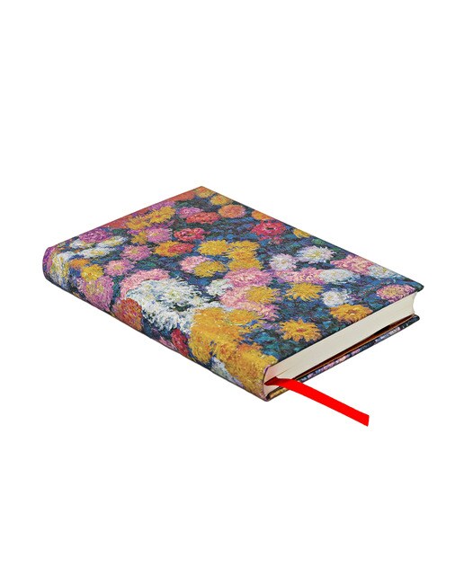 Libreta Crisantemos de Monet Mini (140x90x16) lisa de 176 páginas y cierre con banda elástica cortes del libro impresos Paperblanks multicolor Multicolor-2