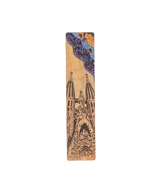 Marcapáginas Gaudí, Manuscrito de Reus (40x185x1mm) con distintos estampados en cada lado Paperblanks beige 2