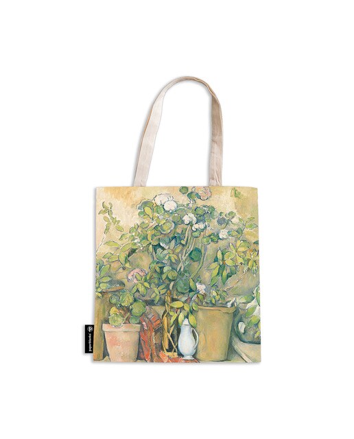 Imagen 0 de Bolsa de algodón Macetas de Terracota y Flores de Cezanne (380x380x90mm) con bolsillo interior y cremallera Paperblanks verde