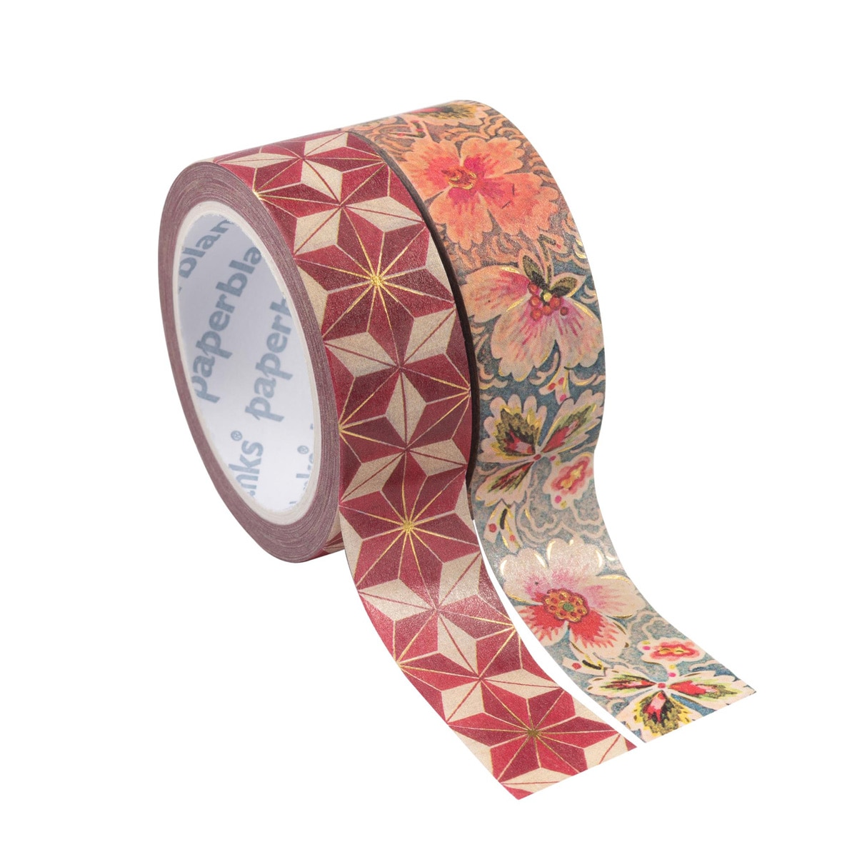 Imagen 0 de Washi tape en pack de 2 unidades Hishi + Filigrana Floral Marfil (1 ud. por estampado) cada rollo mide 15mm x 10m Paperblanks multicolor