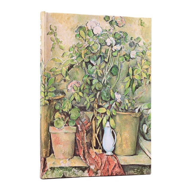 Libreta de Direcciones Macetas de Terracota y Flores de Cezanne Midi (120x180mm) de 144 páginas cierre con banda elástica Paperblanks verde
