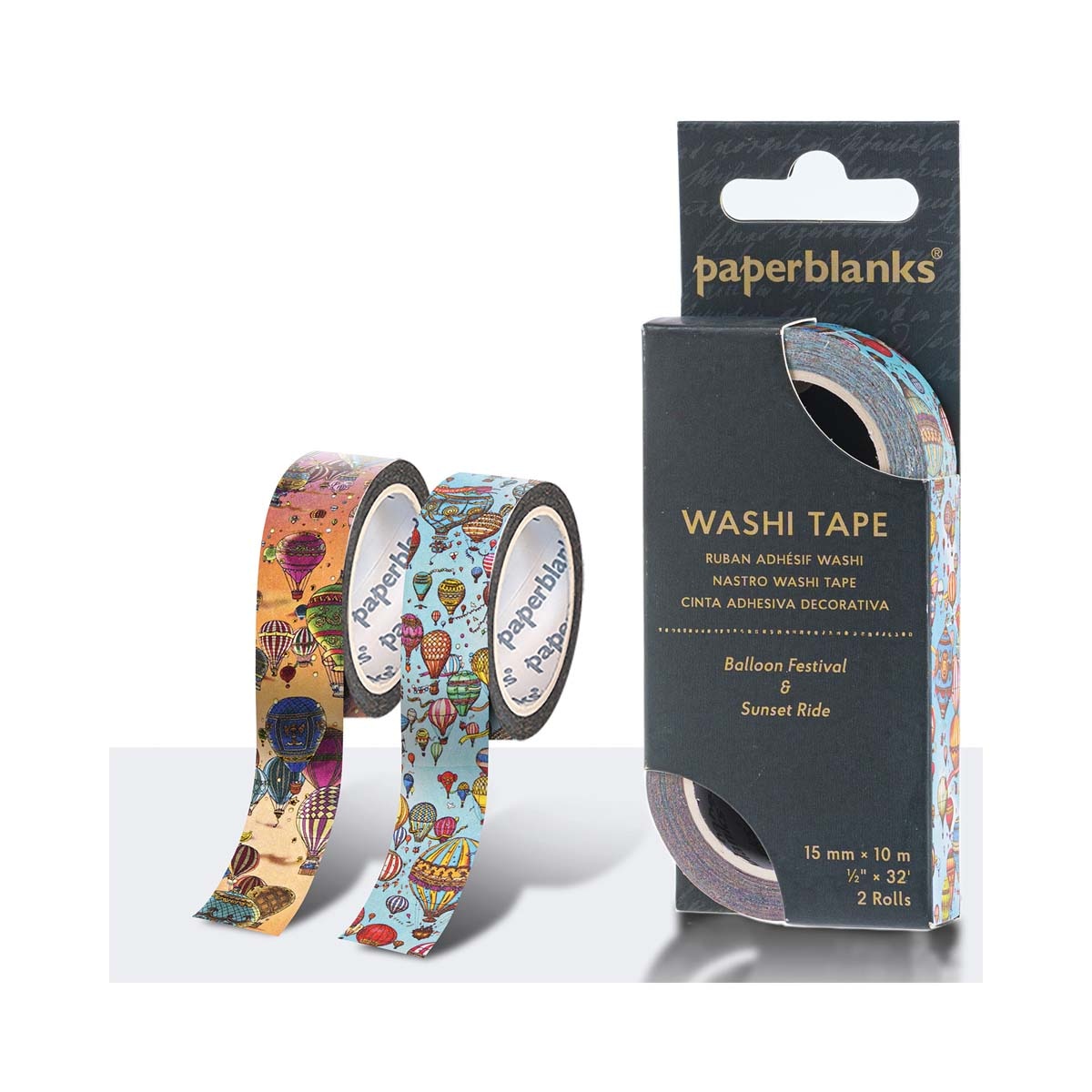 Washi Tape en pack de 2uds Festival de Globos/Vuelo al Atardecer (1ud. por estampado (15mmx10m)) 2