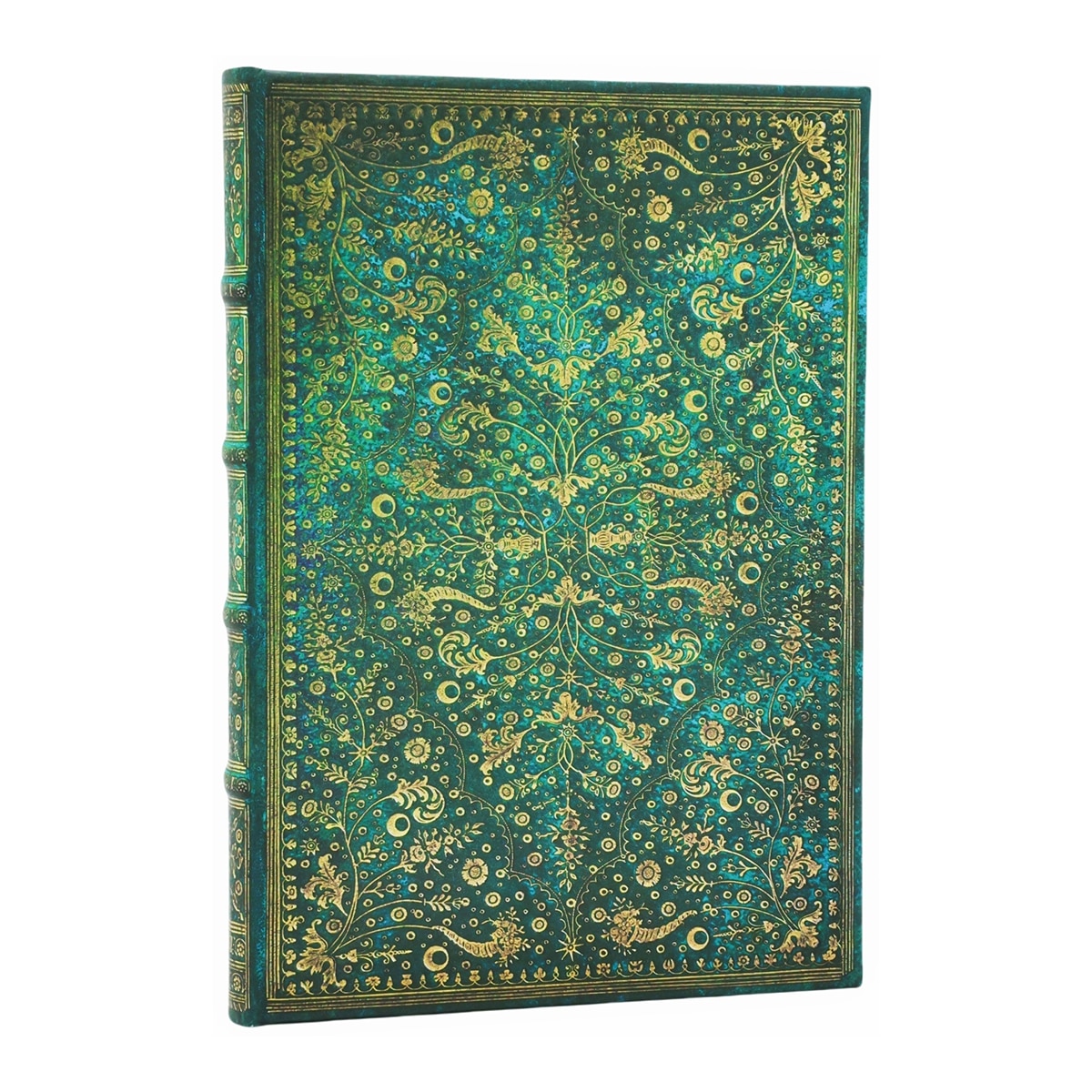 Libreta Flor esmeralda Midi (180x120mm) lisa de 144 páginas cierre con banda elástica Paperblanks azul 1