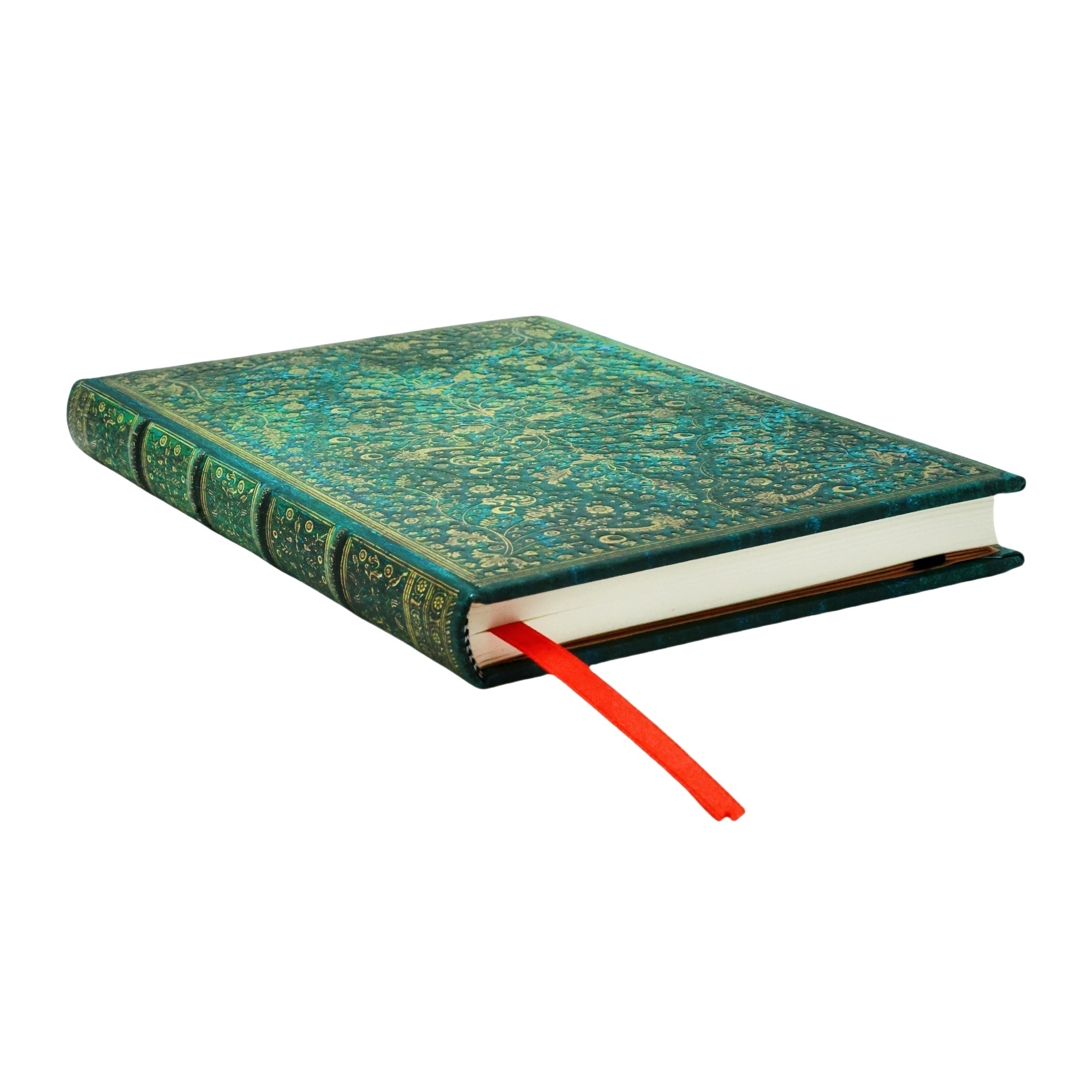 Libreta Flor esmeralda Midi (180x120mm) lisa de 144 páginas cierre con banda elástica Paperblanks azul 2