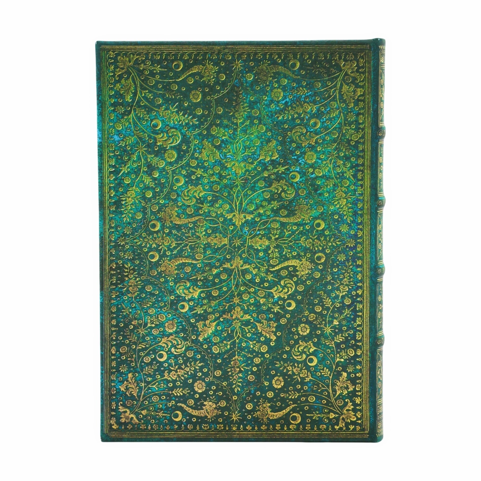 Libreta Flor esmeralda Midi (180x120mm) lisa de 144 páginas cierre con banda elástica Paperblanks azul 3