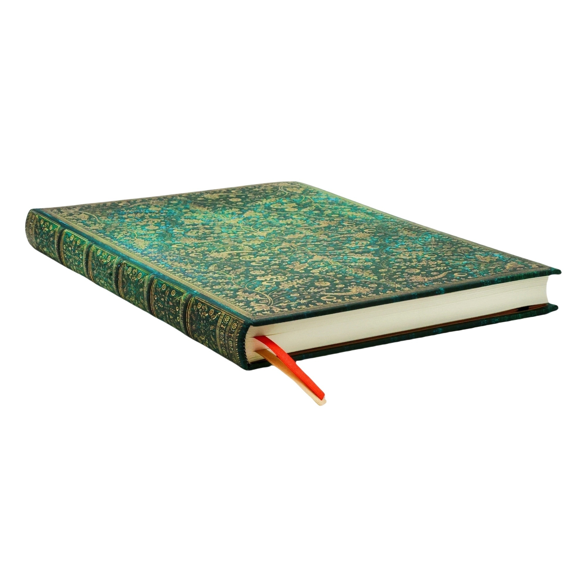 Libreta Flor esmeralda Grande (300x205mm) lisa de 240 páginas cierre con banda elástica Paperblanks azul 2