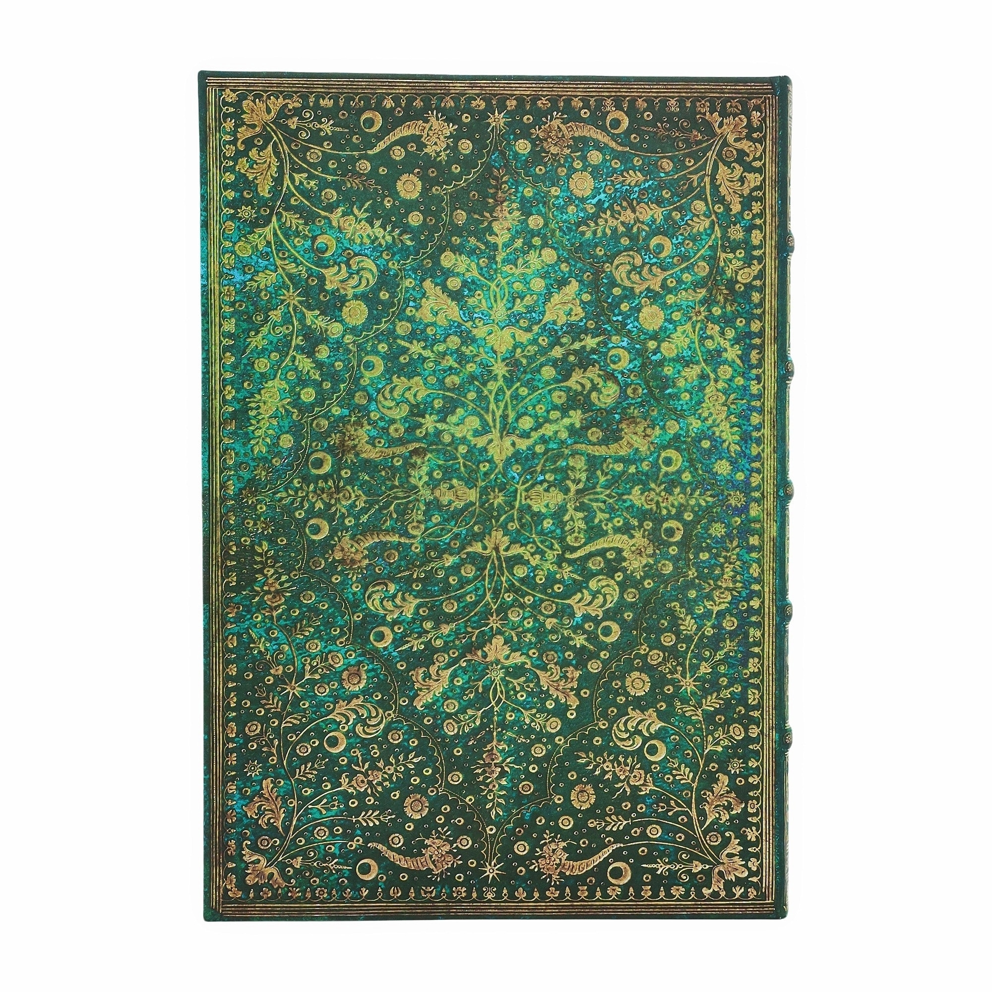 Libreta Flor esmeralda Grande (300x205mm) lisa de 240 páginas cierre con banda elástica Paperblanks azul 3
