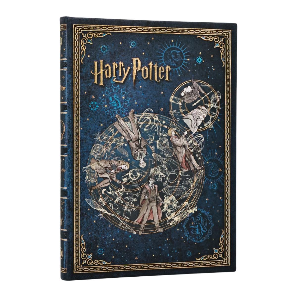 Libreta Leyendas de Hogwarts Midi (120x180mm) interior especial liso 144 páginas cierre con banda elástica cortes del libro impresos Paperblanks azul Azul-1