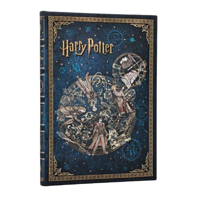 Libreta Leyendas de Hogwarts Midi (120x180mm) interior especial liso 144 páginas cierre con banda elástica cortes del libro impresos Paperblanks azul