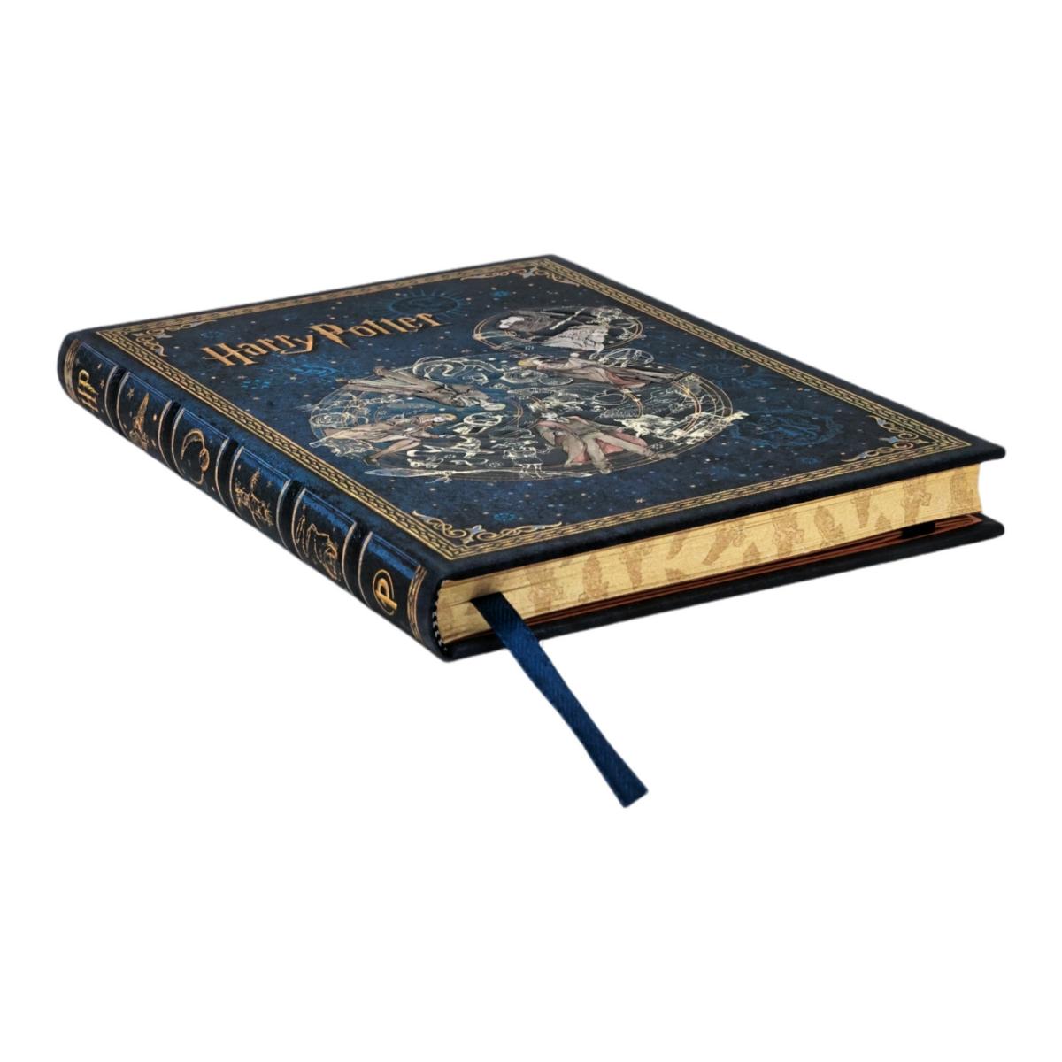 Libreta Leyendas de Hogwarts Midi (120x180mm) interior especial liso 144 páginas cierre con banda elástica cortes del libro impresos Paperblanks azul Azul-2
