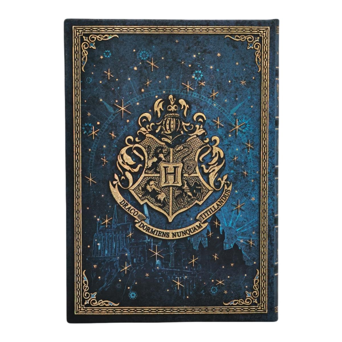Libreta Leyendas de Hogwarts Midi (120x180mm) interior especial liso 144 páginas cierre con banda elástica cortes del libro impresos Paperblanks azul Azul-3