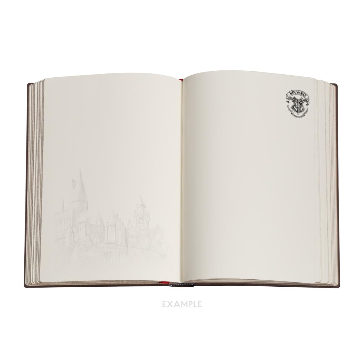 Libreta Leyendas de Hogwarts Midi (120x180mm) interior especial liso 144 páginas cierre con banda elástica cortes del libro impresos Paperblanks azul Azul-4
