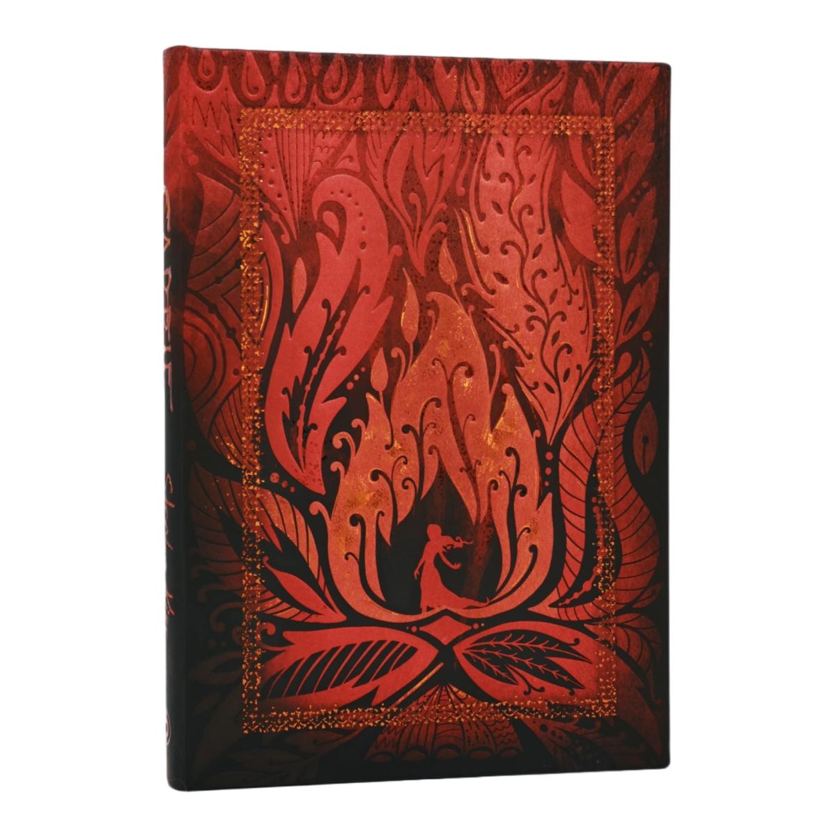 Libreta Carrie Midi (120x180mm) rayada de 144 páginas cierre con banda elástica cortes del libro impresos Paperblanks rojo Rojo-1