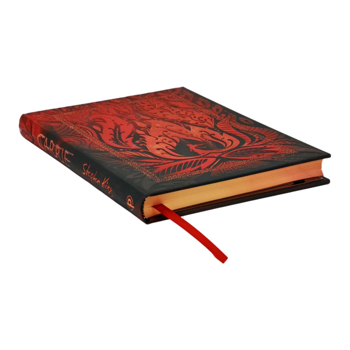 Libreta Carrie Midi (120x180mm) rayada de 144 páginas cierre con banda elástica cortes del libro impresos Paperblanks rojo Rojo-2