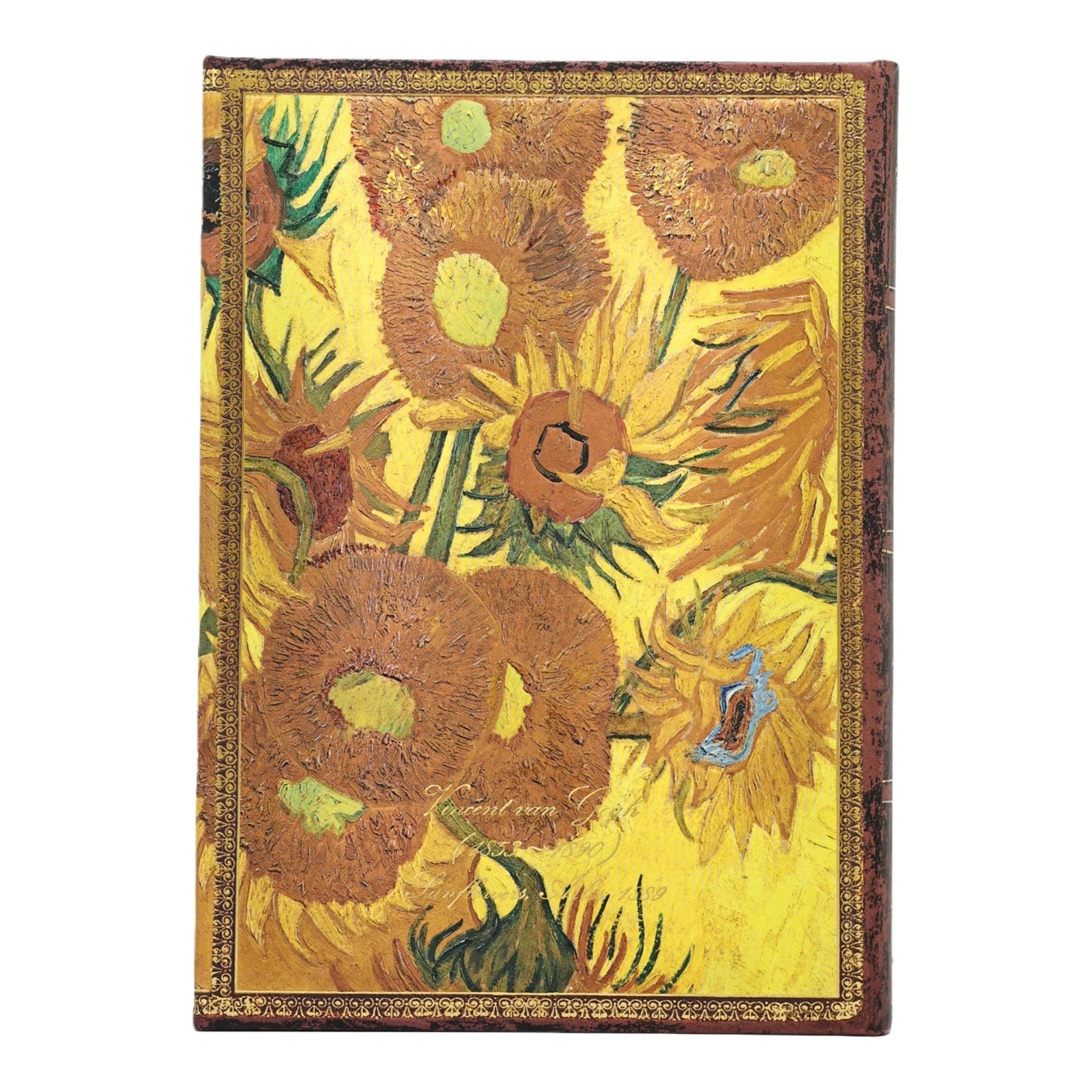 Imagen 3 de Libreta Van Gogh, Los girasoles Midi (125x180mm) lisa de 144 páginas cierre con solapa Paperblanks amarillo Amarillo