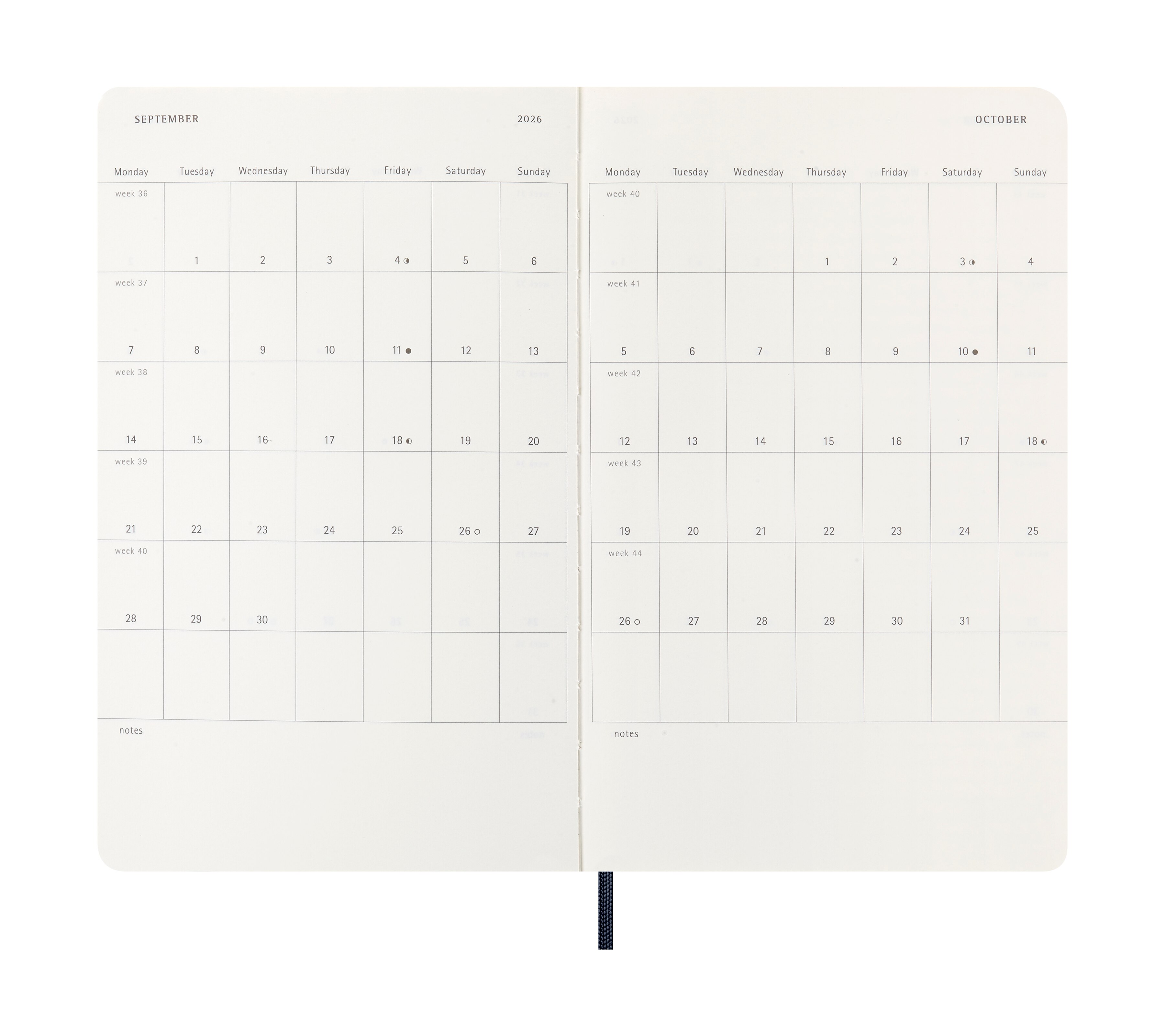 Agenda  Diária Grande  2026 Moleskine Azul Zafiro Capa Mole 5