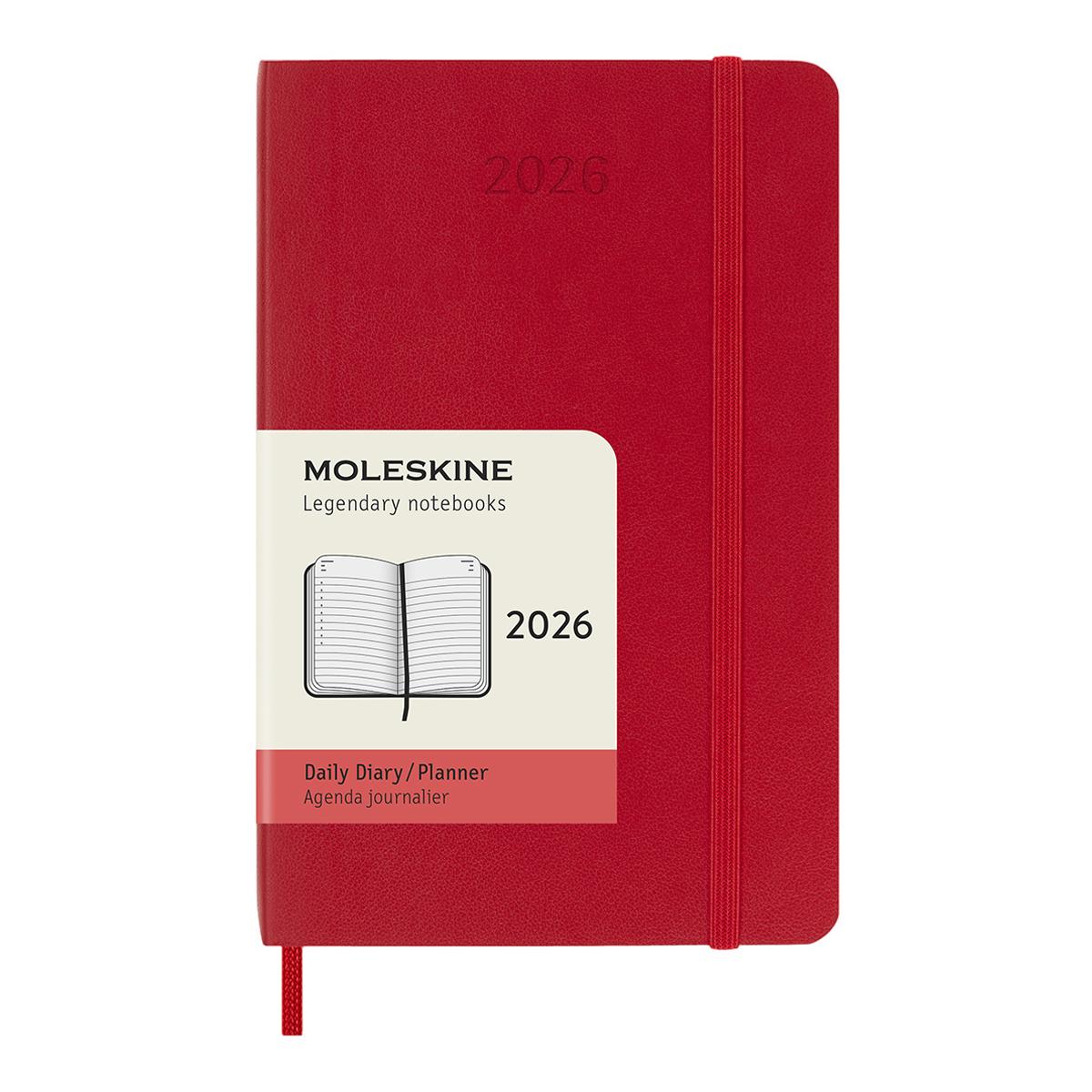 Imagem 0 de Agenda Diária de Bolso Moleskine 2026 Vermelho Escarlate Capa Mole