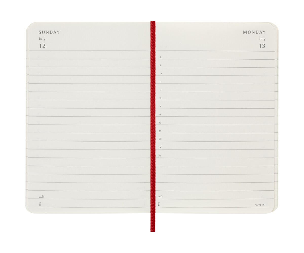 Agenda Diária de Bolso Moleskine 2026 Vermelho Escarlate Capa Mole 4