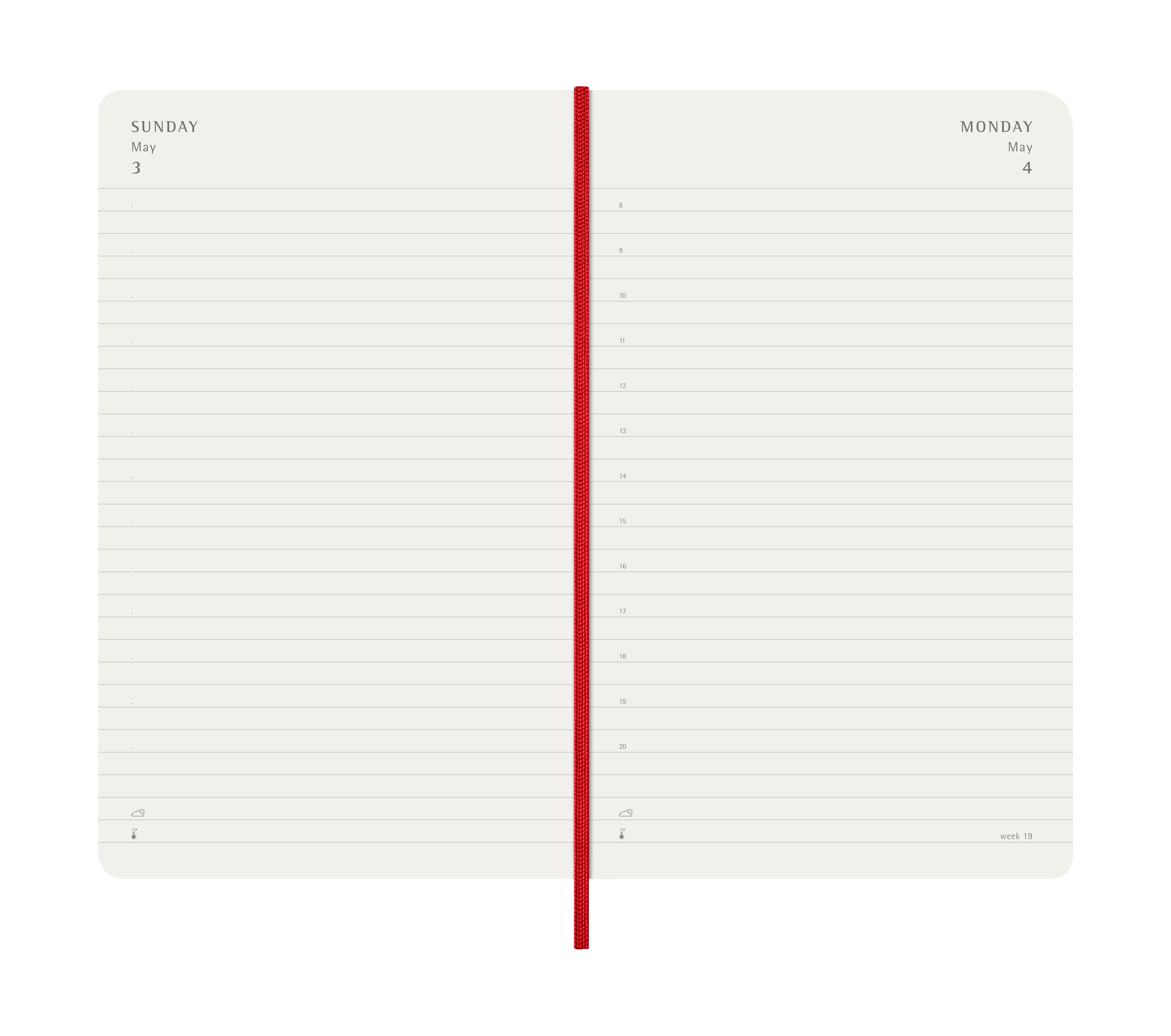Agenda Diária Grande Moleskine 2026 Vermelho Escarlate Capa Mole 4