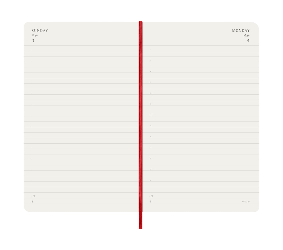 Agenda Diária Grande Moleskine 2026 Vermelho Escarlate Capa Mole 4