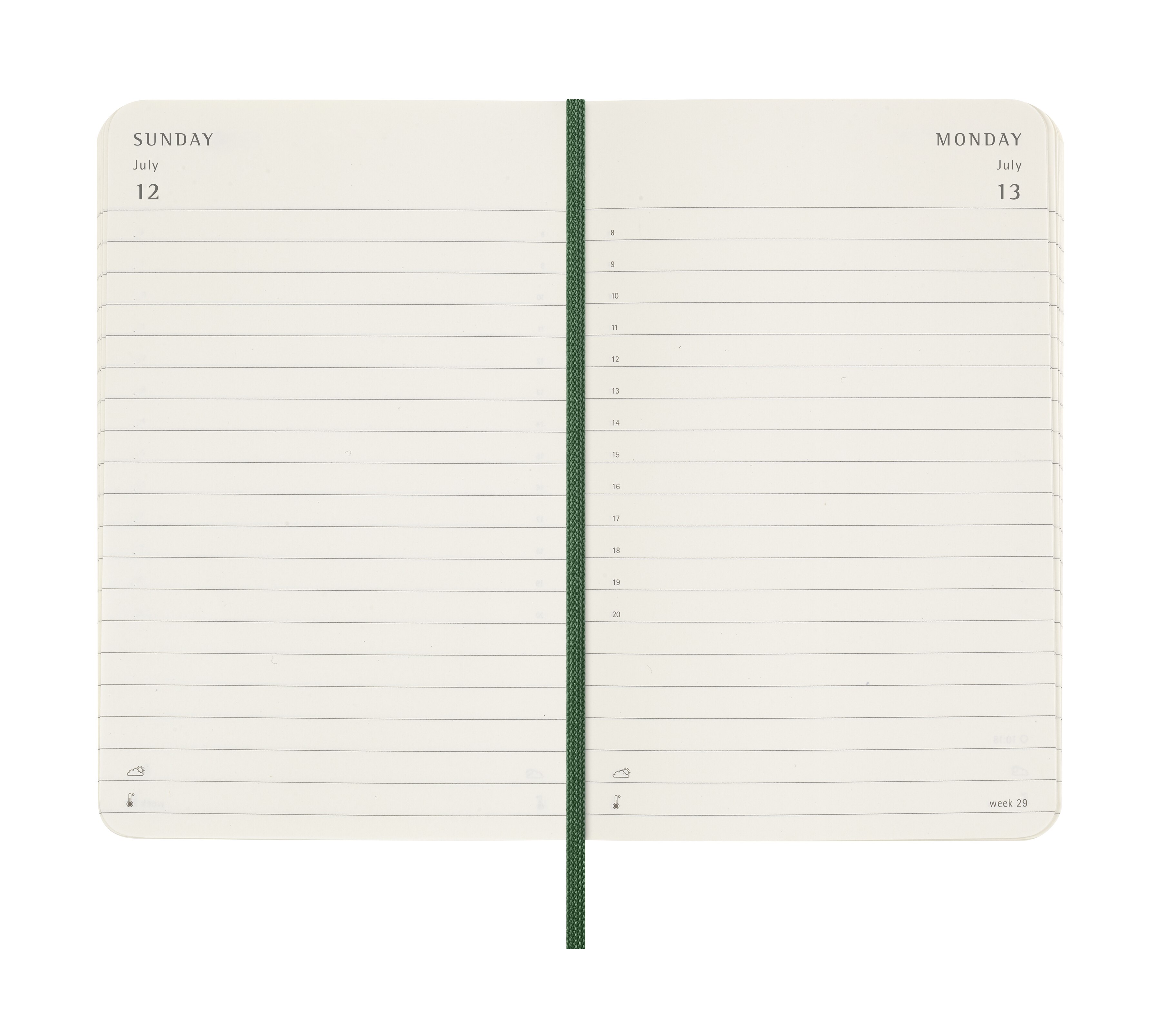 Agenda Diária 12 Meses 2026 Moleskine A6 Soft Verde Myrtle 4