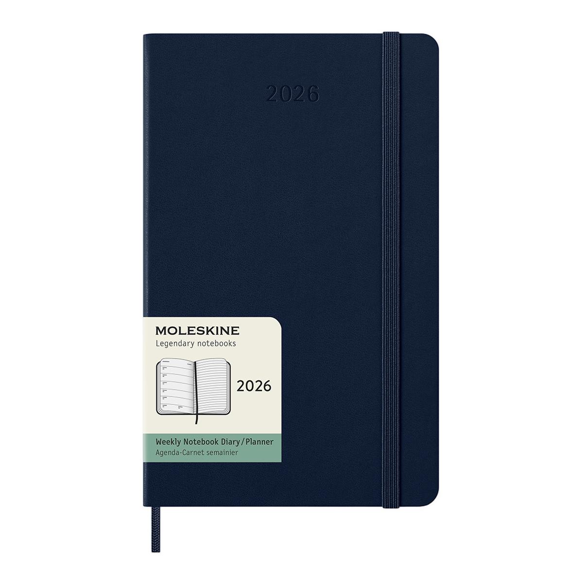 Agenda large 2026 semana vista tapa dura Moleskine azul zafiro en inglés 1