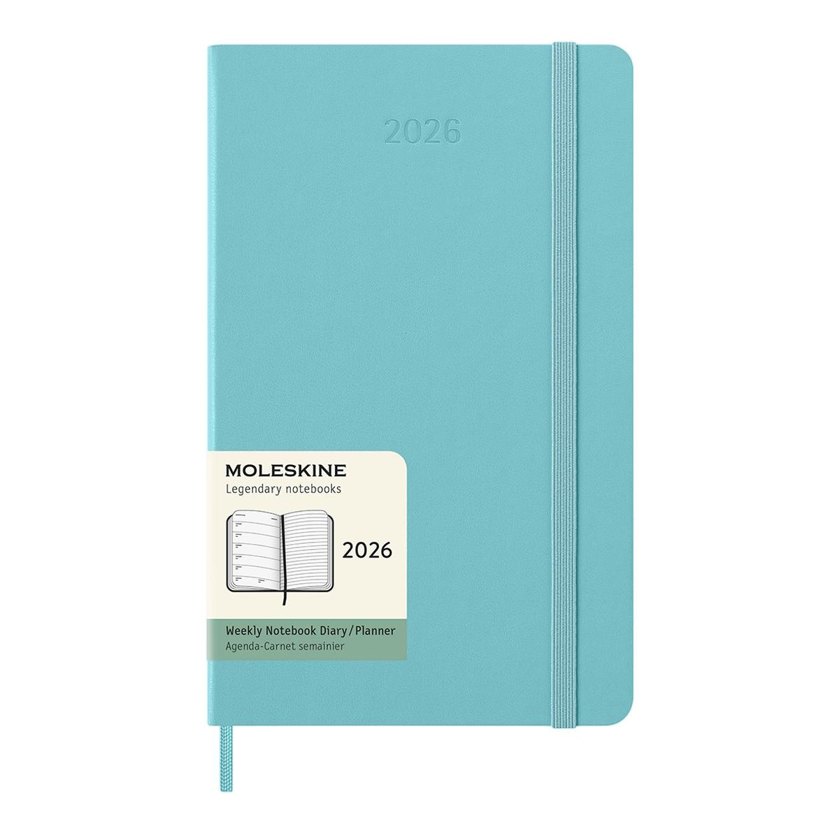 Agenda large 2026 semana vista tapa dura Moleskine turquesa en inglés 1