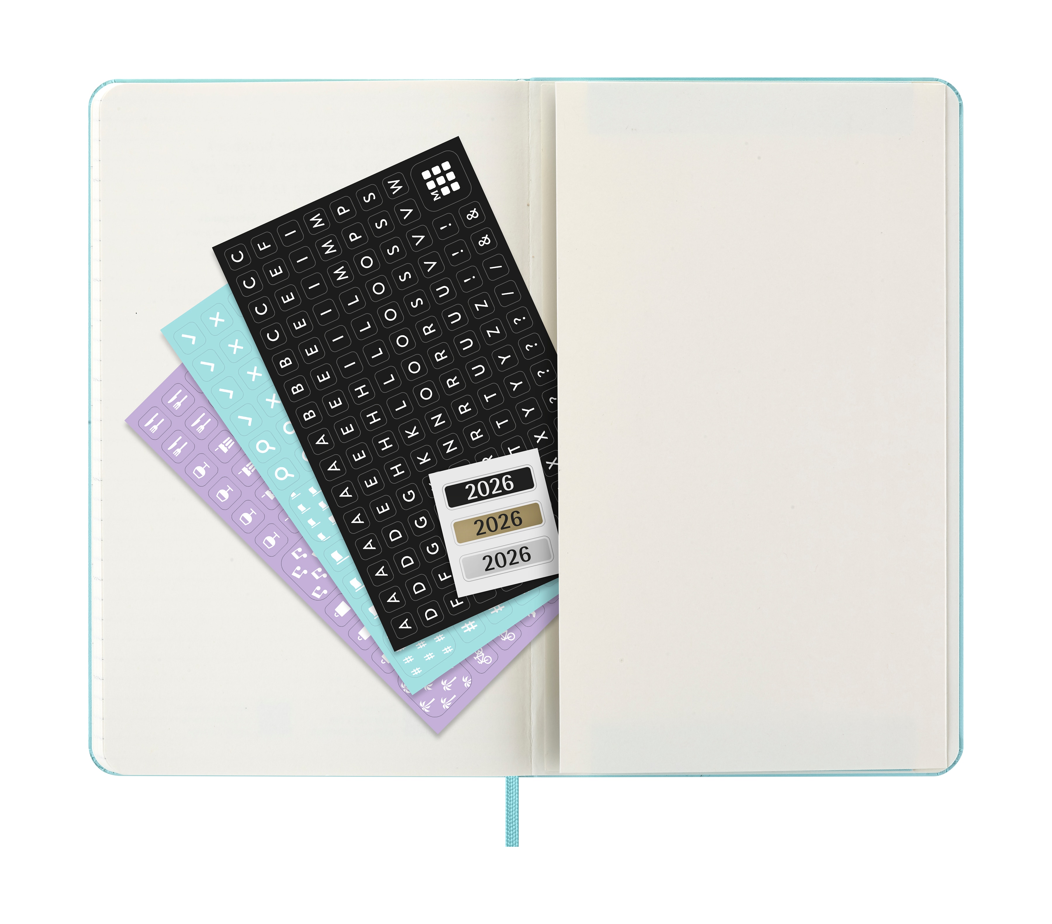Agenda large 2026 semana vista tapa dura Moleskine turquesa en inglés 6