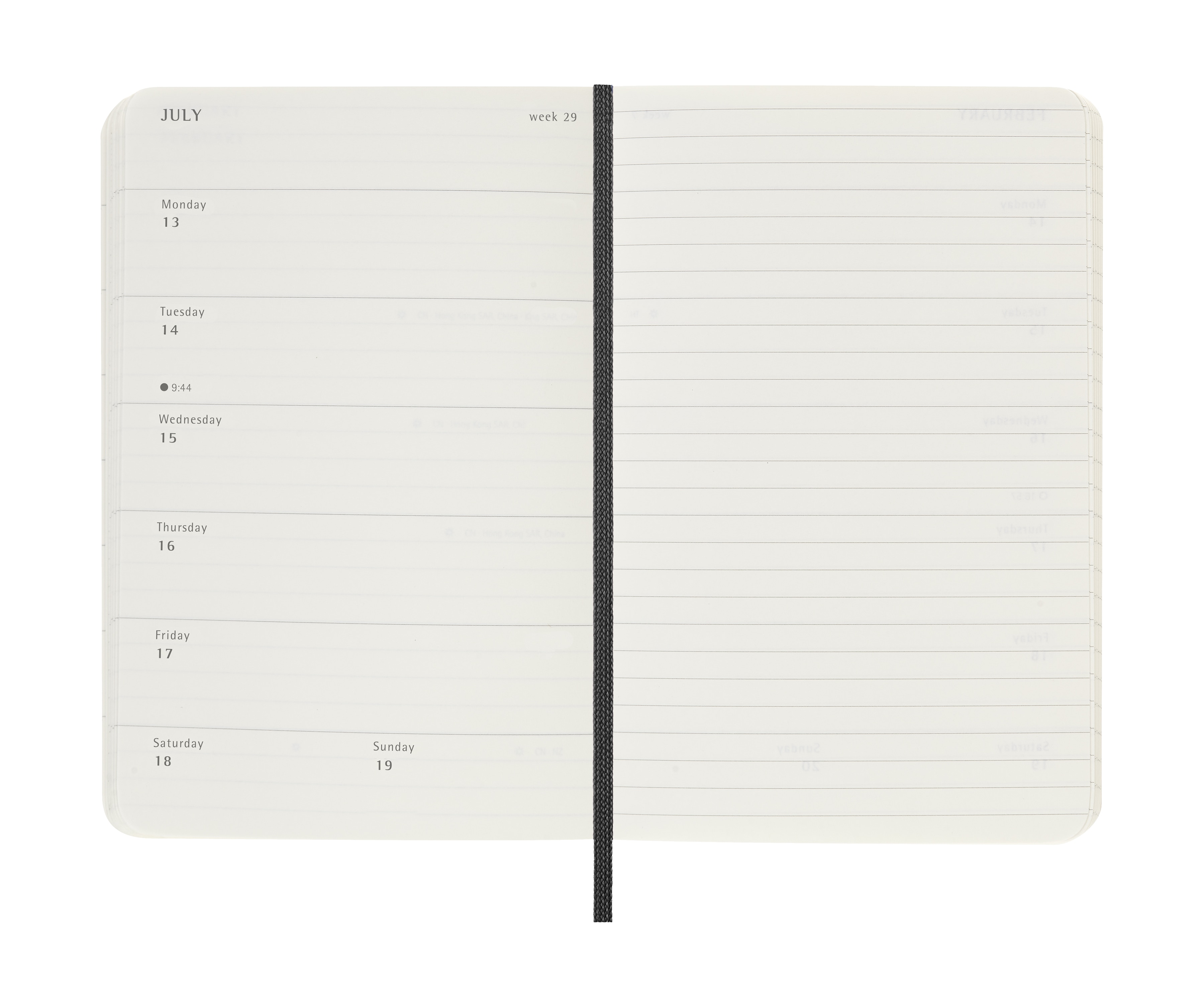 Agenda pocket 2026 semana vista tapa blanda Moleskine negro en inglés 4