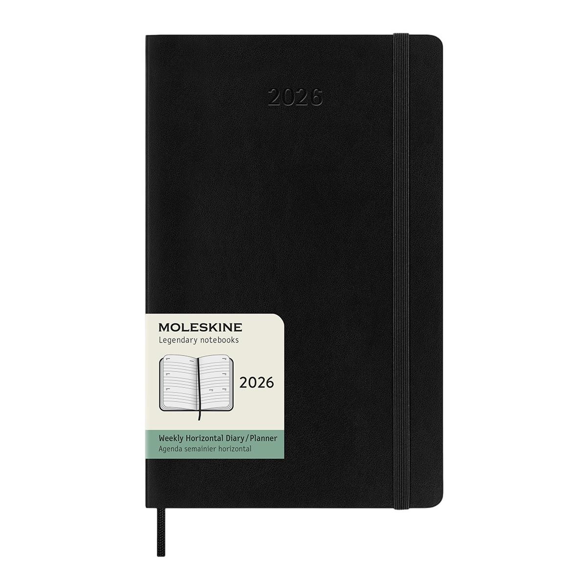 Agenda Semanal 12 Meses 2026 Moleskine Horizontal A5 Soft Preto 1