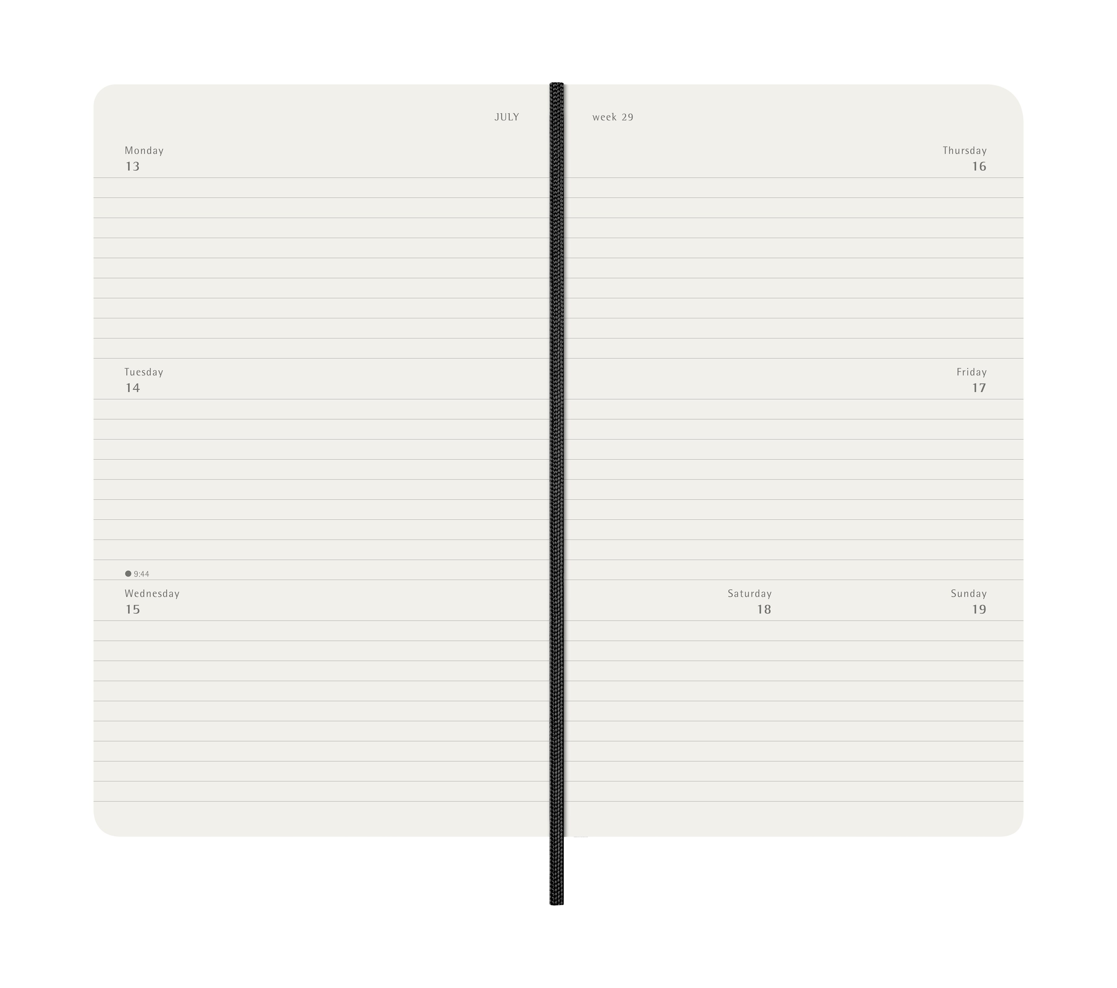 Agenda Semanal 12 Meses 2026 Moleskine Horizontal A5 Soft Preto 4