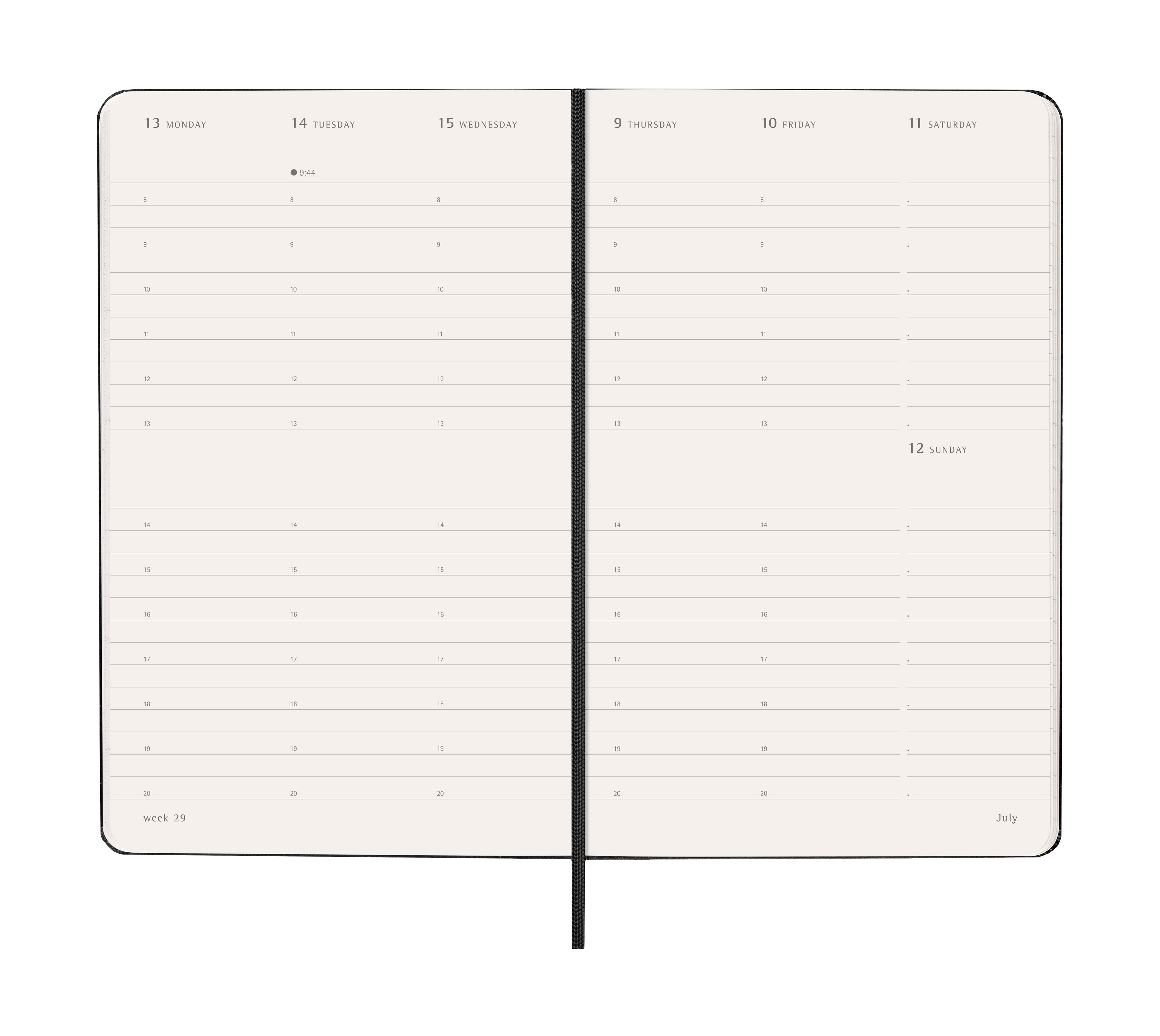 Agenda Semanal 12 Meses 2026 Moleskine Vertical A5 Preto 4