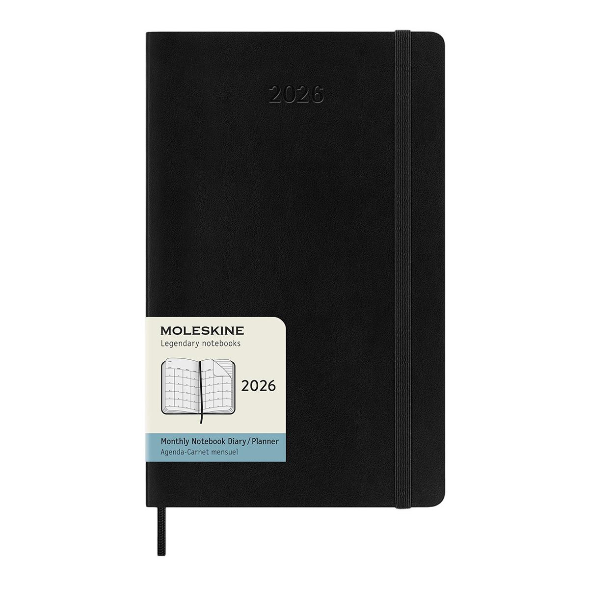 Agenda Mensal 12 Meses 2026 Moleskine A5 Soft Preto 1