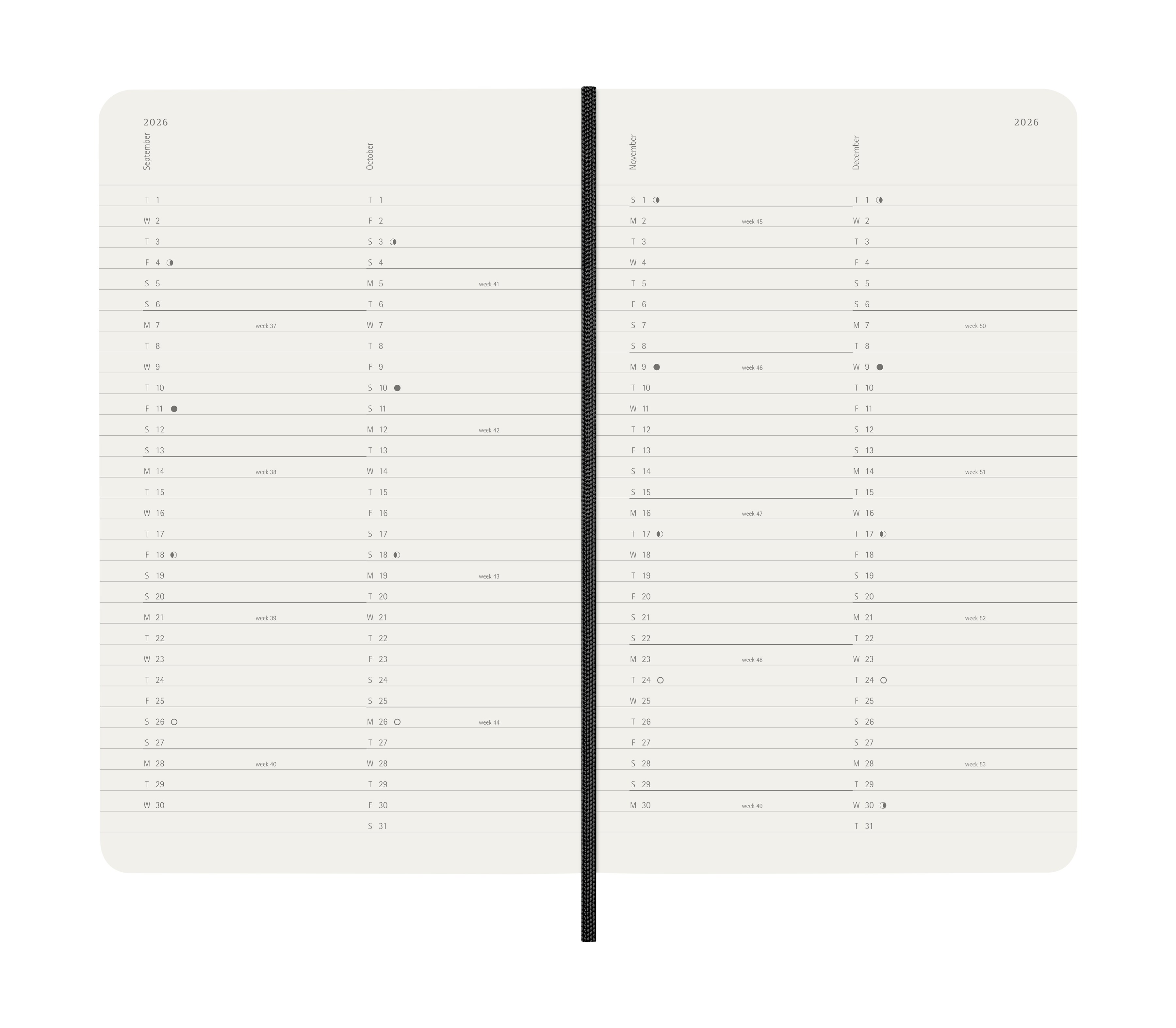 Agenda Mensal 12 Meses 2026 Moleskine A5 Soft Preto 4
