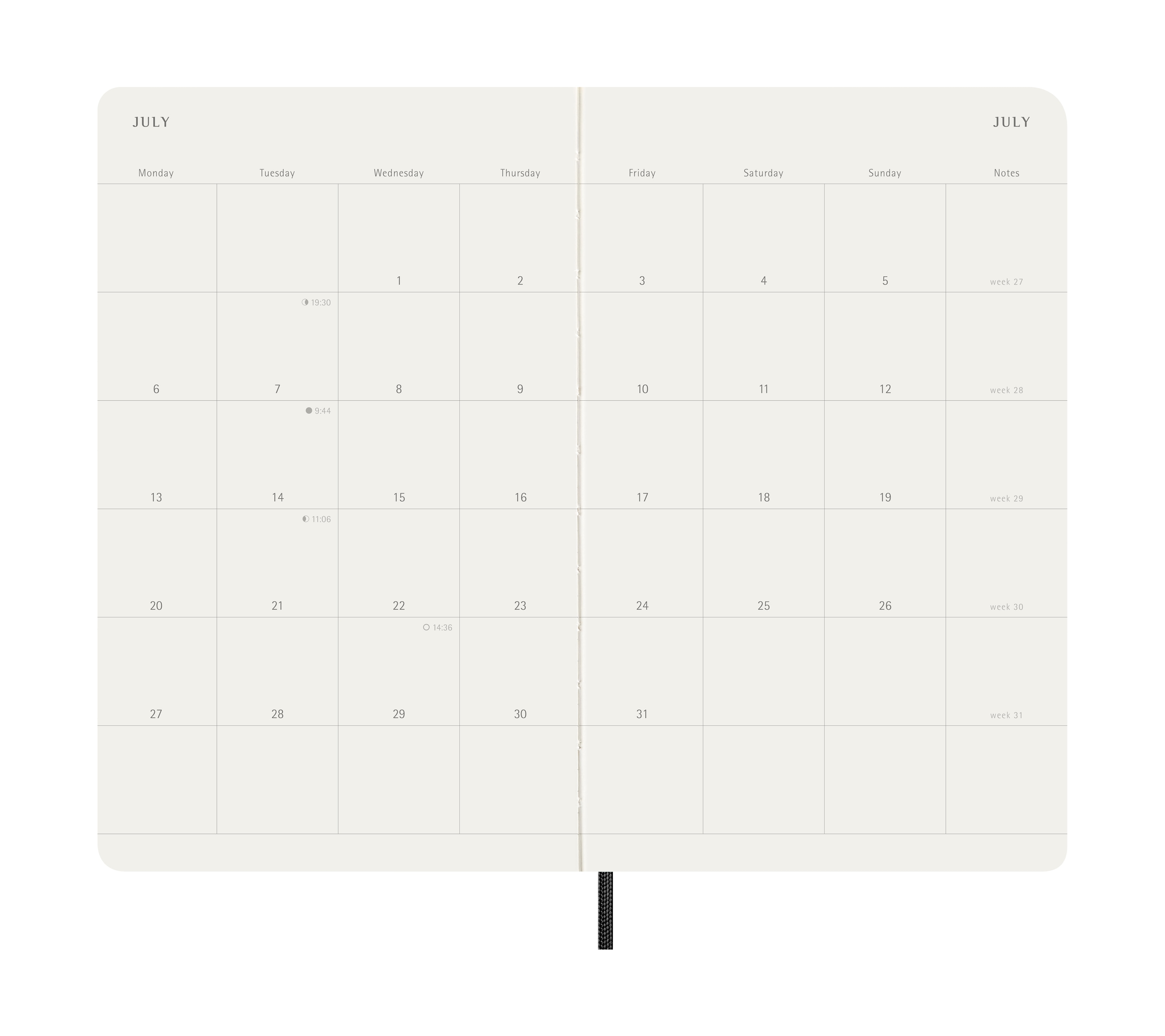 Agenda Mensal 12 Meses 2026 Moleskine A5 Soft Preto 5