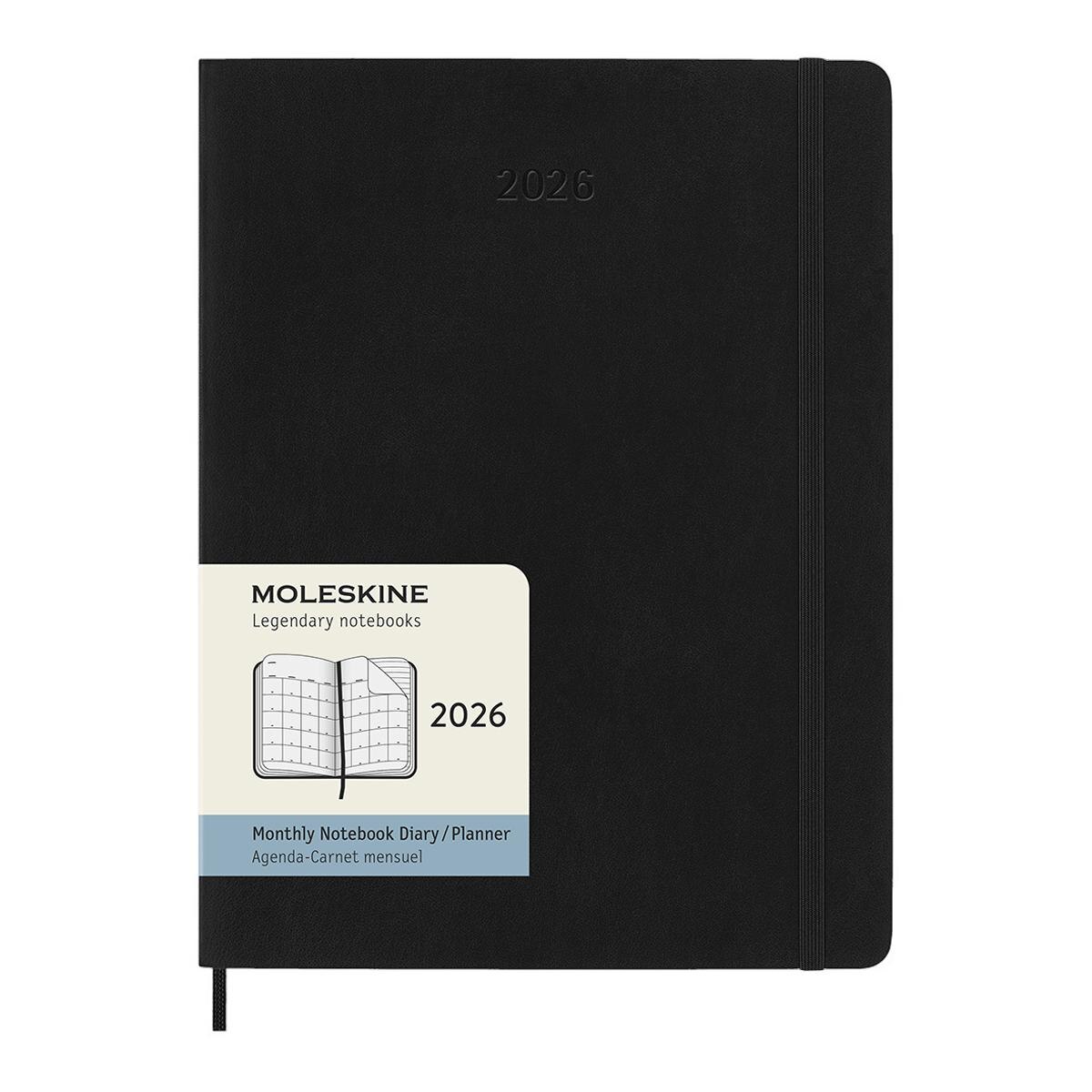 Agenda Moleskine 2026 Mensal Extragrande Preta Capa Mole 1