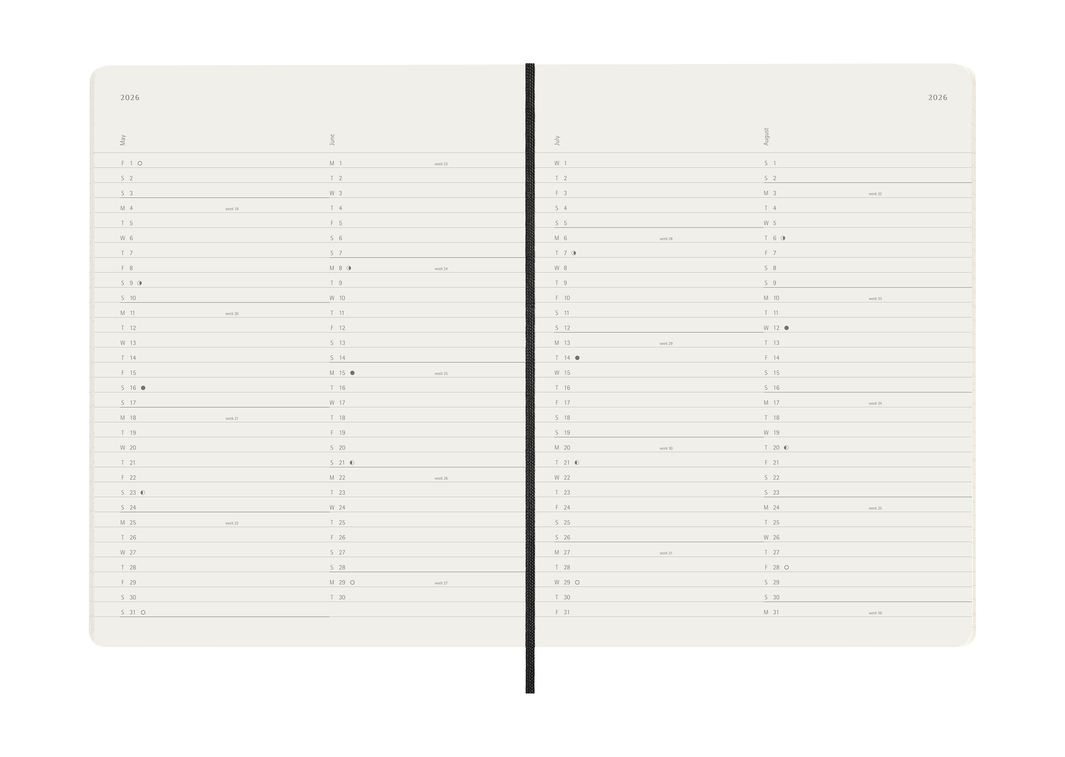 Agenda Moleskine 2026 Mensal Extragrande Preta Capa Mole 4