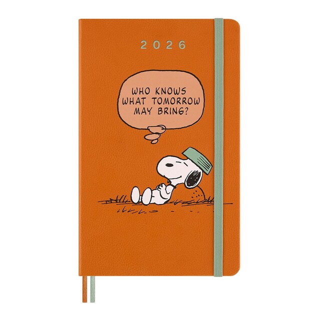 Agenda large 2026 semana vista tapa dura Moleskine edición limitada Peanuts Moleskine naranja en inglés