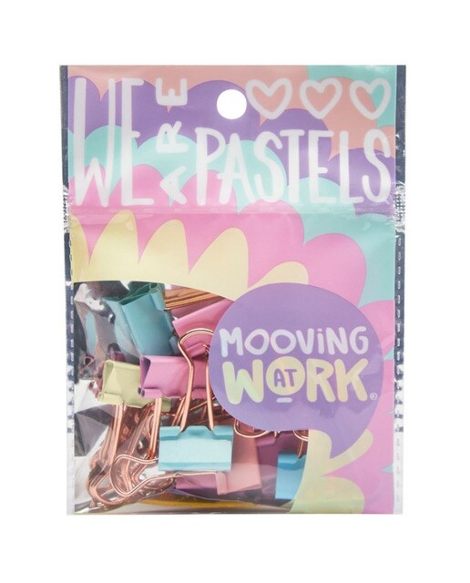 Clips para encadernação 19mm 12u pastel Mooving Multicolor-1