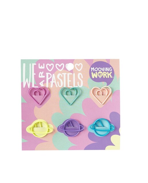 Clips de papel com forma x6 pastel Mooving Multicolor-1